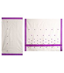 Off White Kerala Cotton Saree with Mauve Border