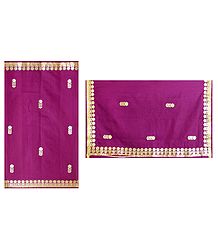 Magenta Cotton Silk Kota Saree with Zari Applique