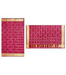 Red Cotton Silk Kota Saree with Zari Applique