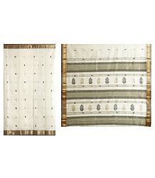 Black and Golden Boota on Ivory Maheshwari Saree from Madhya Pradesh