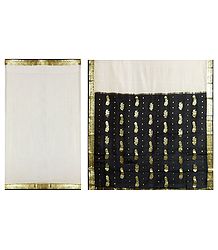 Ivory Color Mysore Silk Saree with Zari Work on Black Border and Pallu
