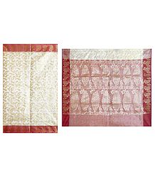 Jamdani Weaved Design All-Over on White Net Saree