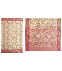 Jamdani Weaved Design All-Over on Beige Net Sari