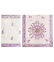 Hand Painted Design on White Cotton Sari