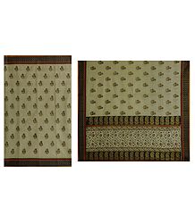 Print on Pistachio Green Bengal Handloom Saree
