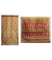 Printed Beige Cotton Saree with Churi Border