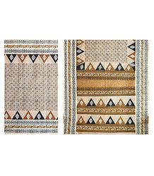 Print on Light Beige Bengal Handloom Saree