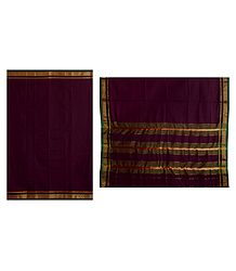 Maroon Sholapuri Cotton Saree with Border