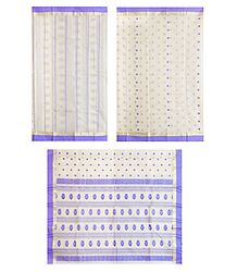 White Tangail Half and Half Saree with All Over Boota