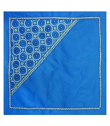 Blue Head Scarf with Kantha Stitch
