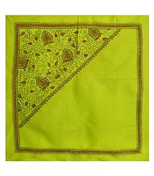 Lime Green Head Scarf with Kantha Stitch