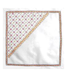 White Head Scarf with Kantha Stitch