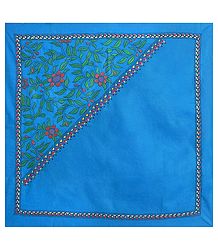 Blue Head Scarf with Kantha Stitch
