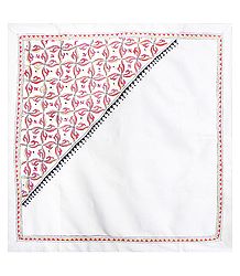 White Head Scarf with Kantha Stitch