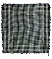 Muslim Woven Black With Off-White Check Cotton Scarf