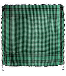 Muslim Woven Black With Green Check Cotton Scarf
