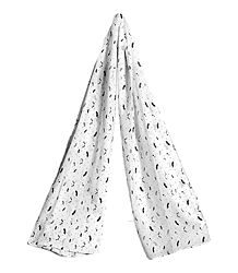 Moustache Print on White Viscose Scarf