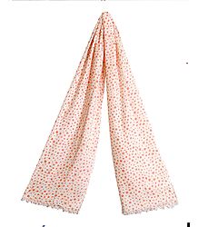 Dark Peach Star Print on White Viscose Scarf