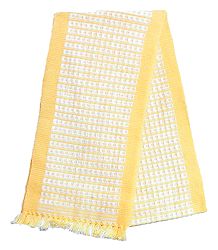 Light Yellow and White Hand Knitted Woollen Muffler