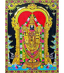Balaji - Print on Cloth with Sequin Work - Unframed