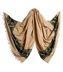 Light Beige Orissa Cotton Stole with Baluchari Design Pallu
