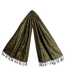 Khaki Banarasi Tanchoi Stole with Unending Loop Design 