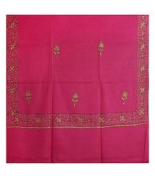 Embroidered Dark Pink Kashmiri Woolen Shawl for Ladies