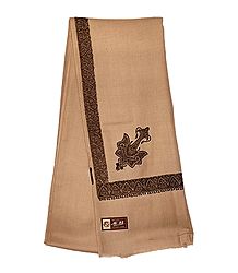 Brown Woolen Gents Shawl with Woven Border
