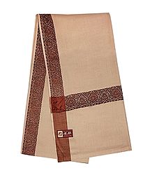 Brown Woolen Gents Shawl with Woven Border