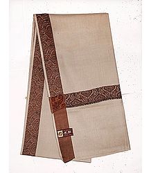 Light Grey Woolen Gents Shawl with Woven Border