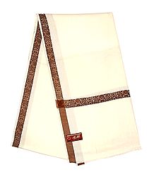 White Woolen Gents Shawl with Woven Border