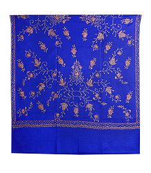 Embroidered Blue Kashmiri Woolen Shawl