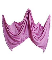 Pink Light Woolen Stole with Beaded Fringe
