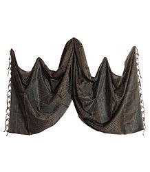 Dark Brown Art Silk Tanchoi Stole