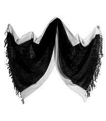 Black Woolen Stole with White Border