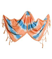 White, Blue and Peach Woolen Stole