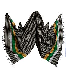 Striped Cotton Stole with Weaved Bomkai Design
