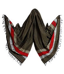 Striped Cotton Stole with Weaved Bomkai Design