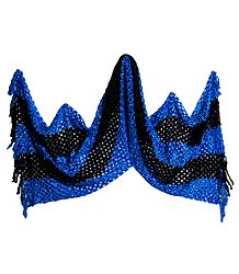 Dark Blue and Black Fancy Silk Thread Stole