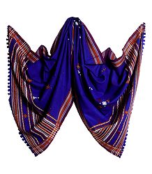 Purple Ladies Kutchi Shawl with Mirrorwork