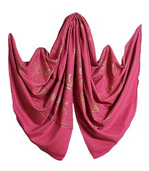 Embroidered Pink Kashmiri Woolen Shawl