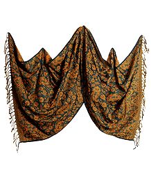 Reversible Light Woolen Stole with Weaved Paisley Design 