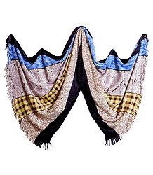 Velvet Stole with Purple Border