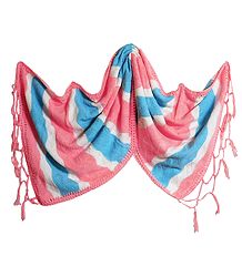 White, Blue and Pink Woolen Stole