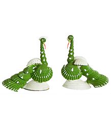 Set of 2 Green Peacock