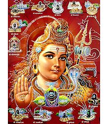 Shiva and 12 Jyotirlingas - Glitter Poster