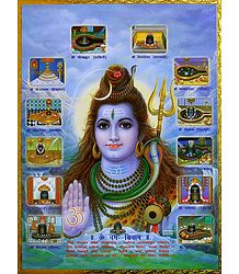 Lord Shiva with 12 Jyotirlingas