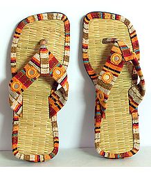 Colorful Ladies Sandal With Mirrorwork