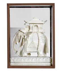 Elephant Decorated  with Howdah and King - Encased in Glass