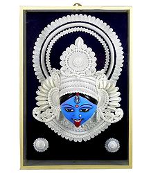 Clay Face of Kali with Shola Pith Decoration - Wall Hanging